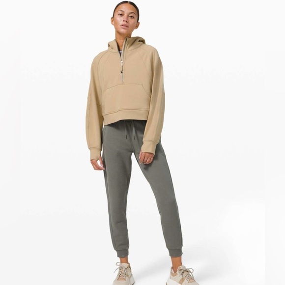 Lululemon Scuba Oversized 1/2 Zip Hoodie Sweatshirt Cropped Trench Tan - Picture 11 of 11